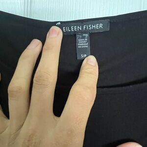 Eileen Fisher 100% Silk Black long sleeve mid length dress